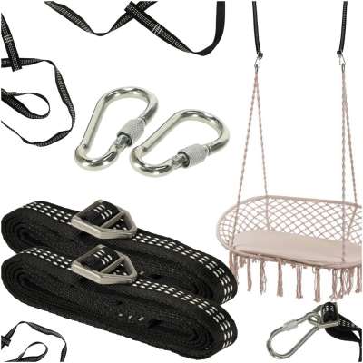 Mounting set for hammock swing strap + snap hook carabiner 300kg