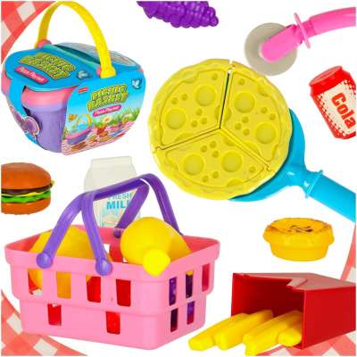 Picnic basket fast food pizza toy food
