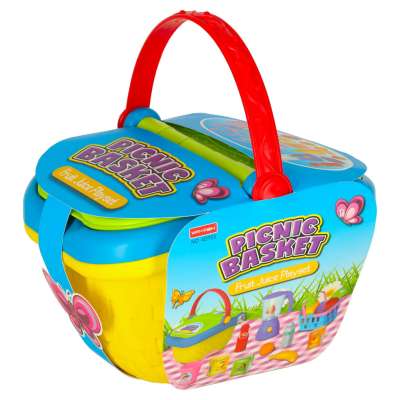 Picnic basket fruit juices drinks food provisions snacks for a picnic