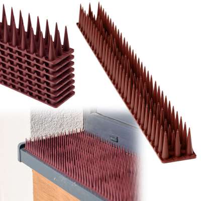 Pigeon spikes bird rail deterrent plastic dense brown 8pcs 43 cm