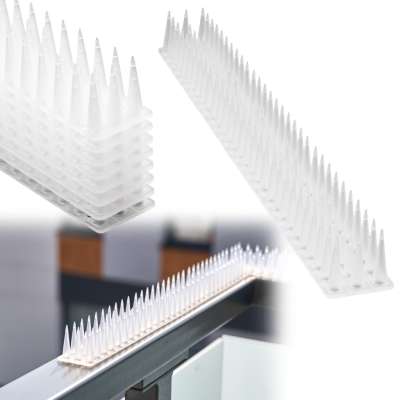 Pigeon spikes strip bird deterrent plastic dense white 8pcs 43 cm