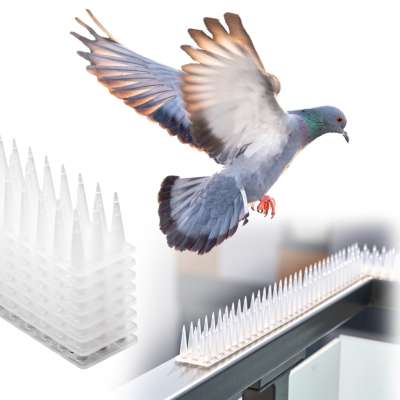 Pigeon spikes strip bird deterrent plastic dense white 8pcs 43 cm