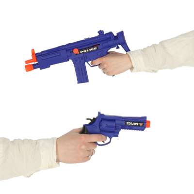 Police set pistol rifle mask handcuffs