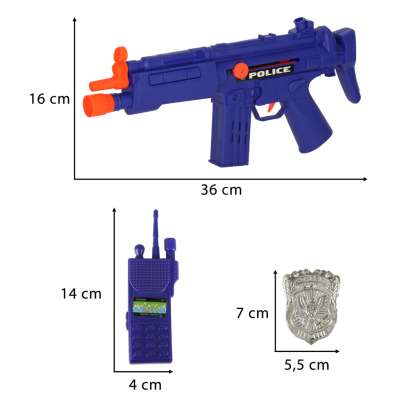 Police set pistol rifle mask handcuffs
