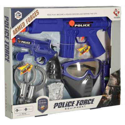 Police set pistol rifle mask handcuffs