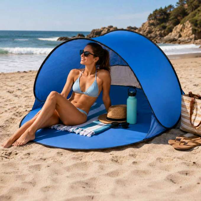 Pop up beach tent large XL 146x146cm + cover