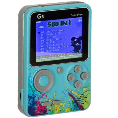 Retro blue mini portable games console