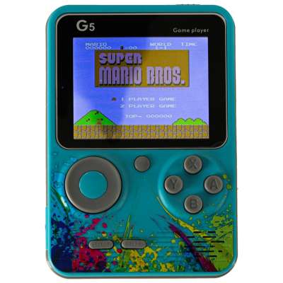 Retro blue mini portable games console