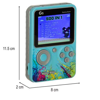 Retro blue mini portable games console