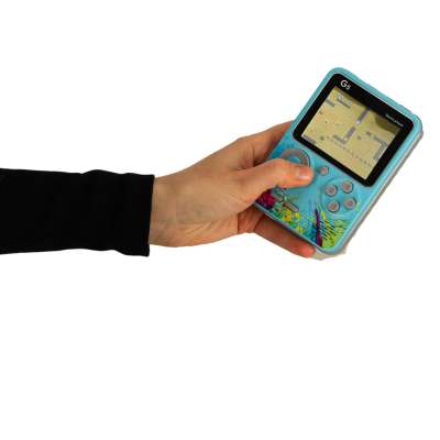 Retro blue mini portable games console