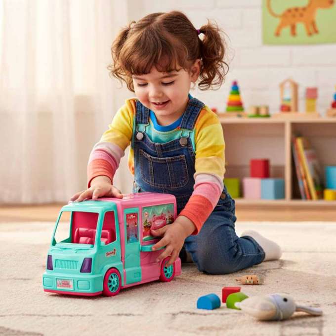 Samochód dla lalek kamper food truck zestaw 21 el.