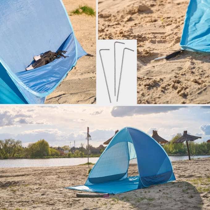 Self-folding garden beach tent blue