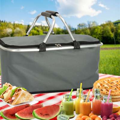 Thermal folding picnic basket grey