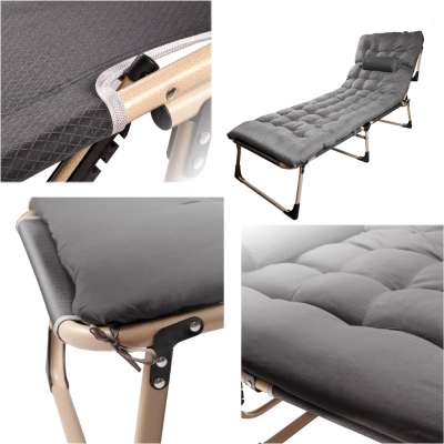 Tourist folding field bed 198 cm light grey