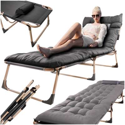 Tourist folding field bed 198 cm light grey