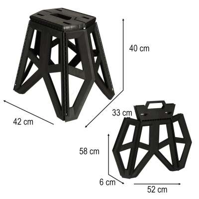 Tourist folding stool black