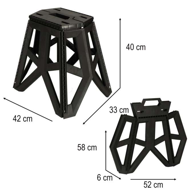 Tourist folding stool black