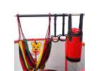 Trampolina dla dzieci ogrodowa siatka piłki koszykówka 155cm czerwona 7