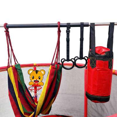 Trampolina dla dzieci ogrodowa siatka piłki koszykówka 155cm czerwona