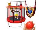 Trampoline for children garden ball net basketball 155cm red 1