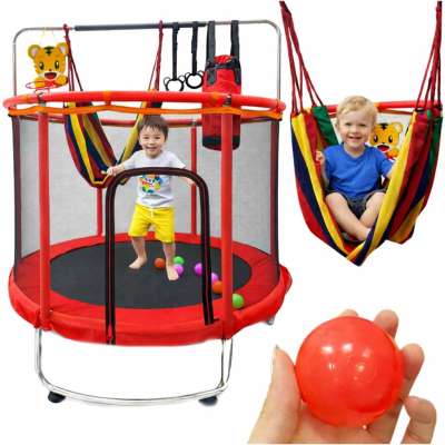 Trampoline for children garden ball net basketball 155cm red
