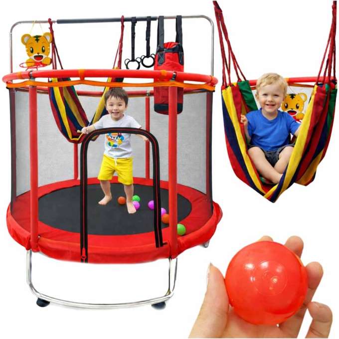 Trampoline for children garden ball net basketball 155cm red