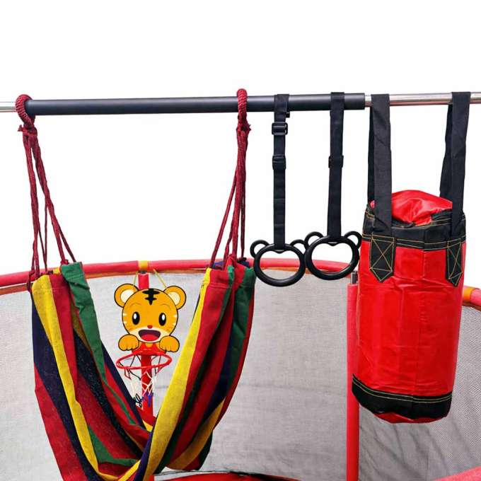 Trampoline for children garden ball net basketball 155cm red