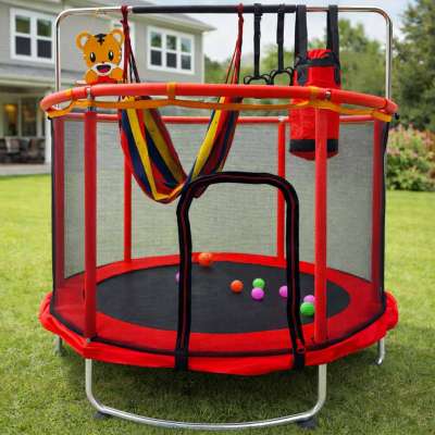 Trampoline for children garden ball net basketball 155cm red