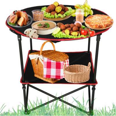 Travel table folding with cover black