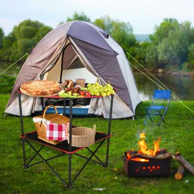 Travel table folding with cover black