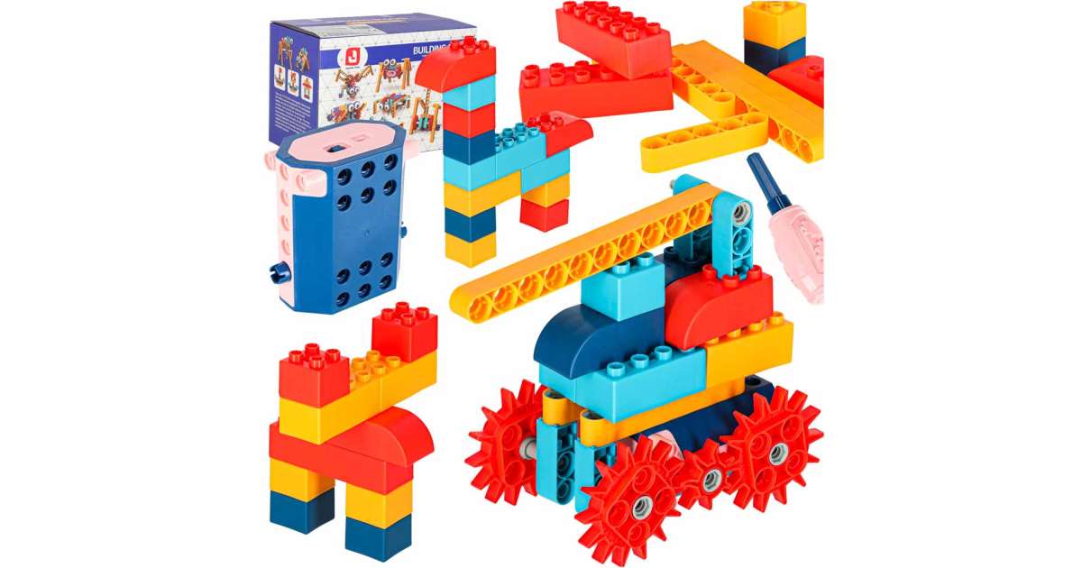 Construction blocks for building movable with motor 116 pieces - Ikonka ...