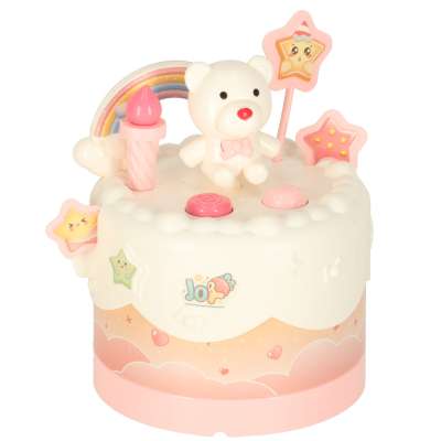 Birthday cake piled for cutting pink