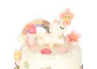 Birthday cake piled for cutting pink 7