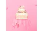 Birthday cake piled for cutting pink 13