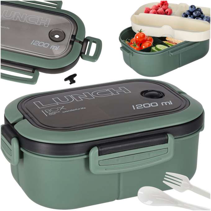 Breakfast lunchbox split 1200ml green