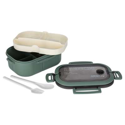Breakfast lunchbox split 1200ml green