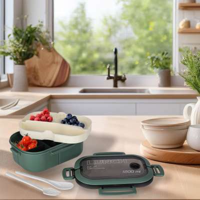 Breakfast lunchbox split 1200ml green