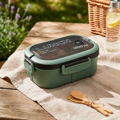 Breakfast lunchbox split 1200ml green