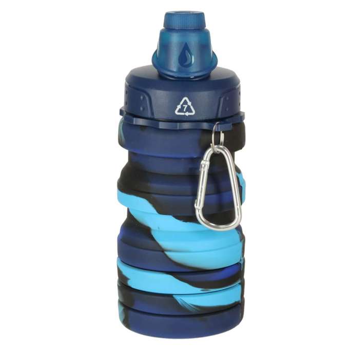 Butelka na wodę bidon silikonowy składany z uchwytem sportowy 500ml niebieski