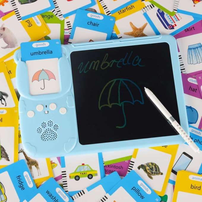 Card reader for learning English vocabulary fade 8.5'' fiche blue