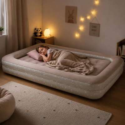Children's bed inflatable mattress for sleeping travel pump 140 cm x 90 cm