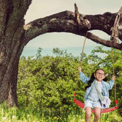 Children's garden swing flat durable red