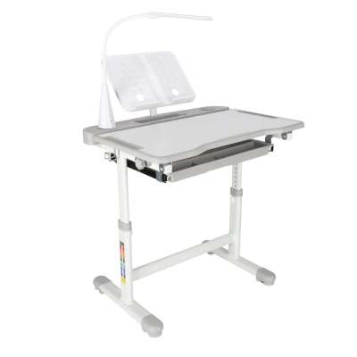 Children's school desk adjustable chair LED lamp USB grey