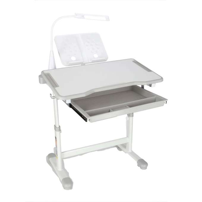 Children's school desk adjustable chair LED lamp USB grey