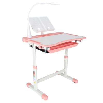Children's school desk adjustable chair LED lamp USB pink