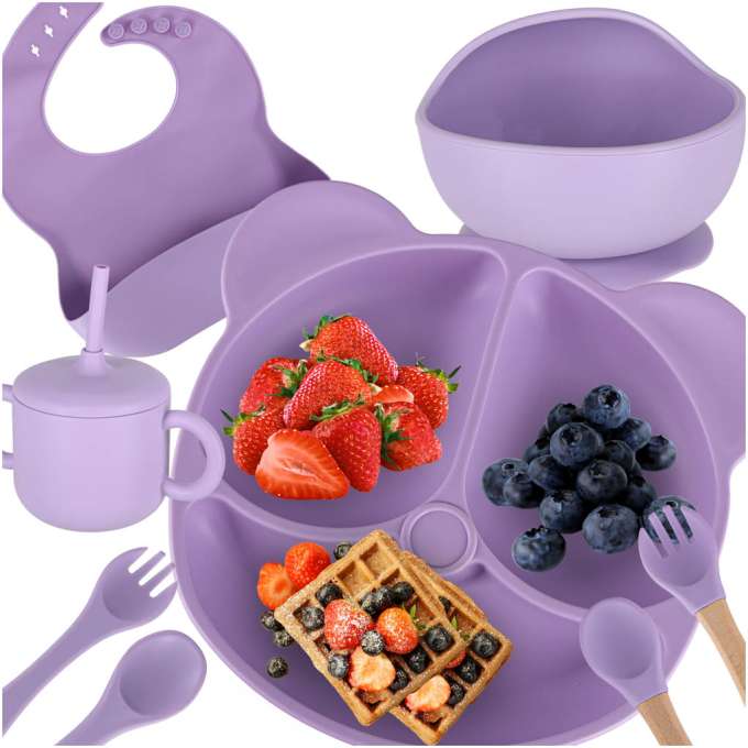 Children's silicone utensils 8 el. purple