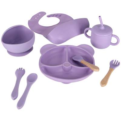 Children's silicone utensils 8 el. purple