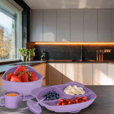 Children's silicone utensils 8 el. purple