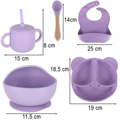 Children's silicone utensils 8 el. purple
