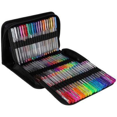 Coloured gel pens in a case 100pcs + 100 caps